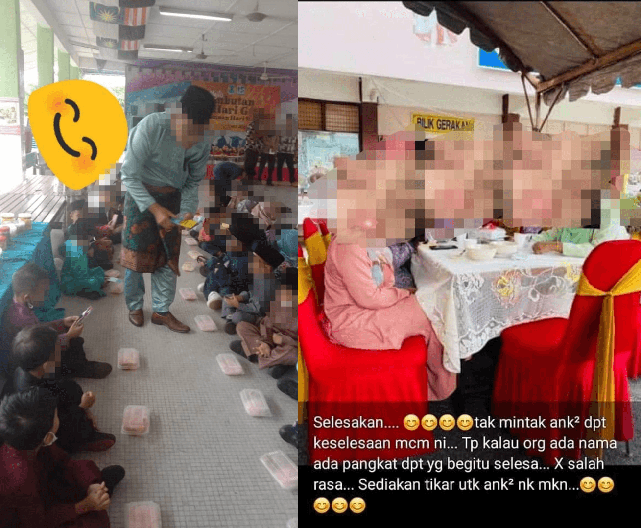 Double Standards: VVIPs Seated On Table While Students On The Floor During Hari Raya Banquet Lunch